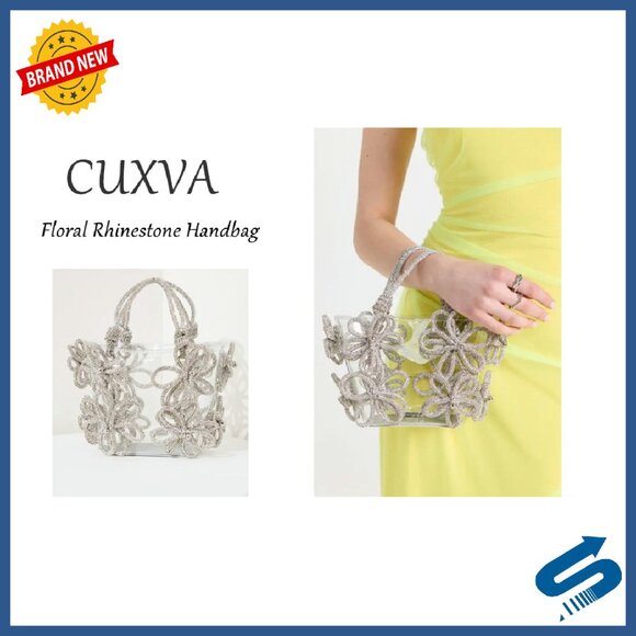Clear Rhinestone Evening Clutch with Handle for Wedding Party Prom